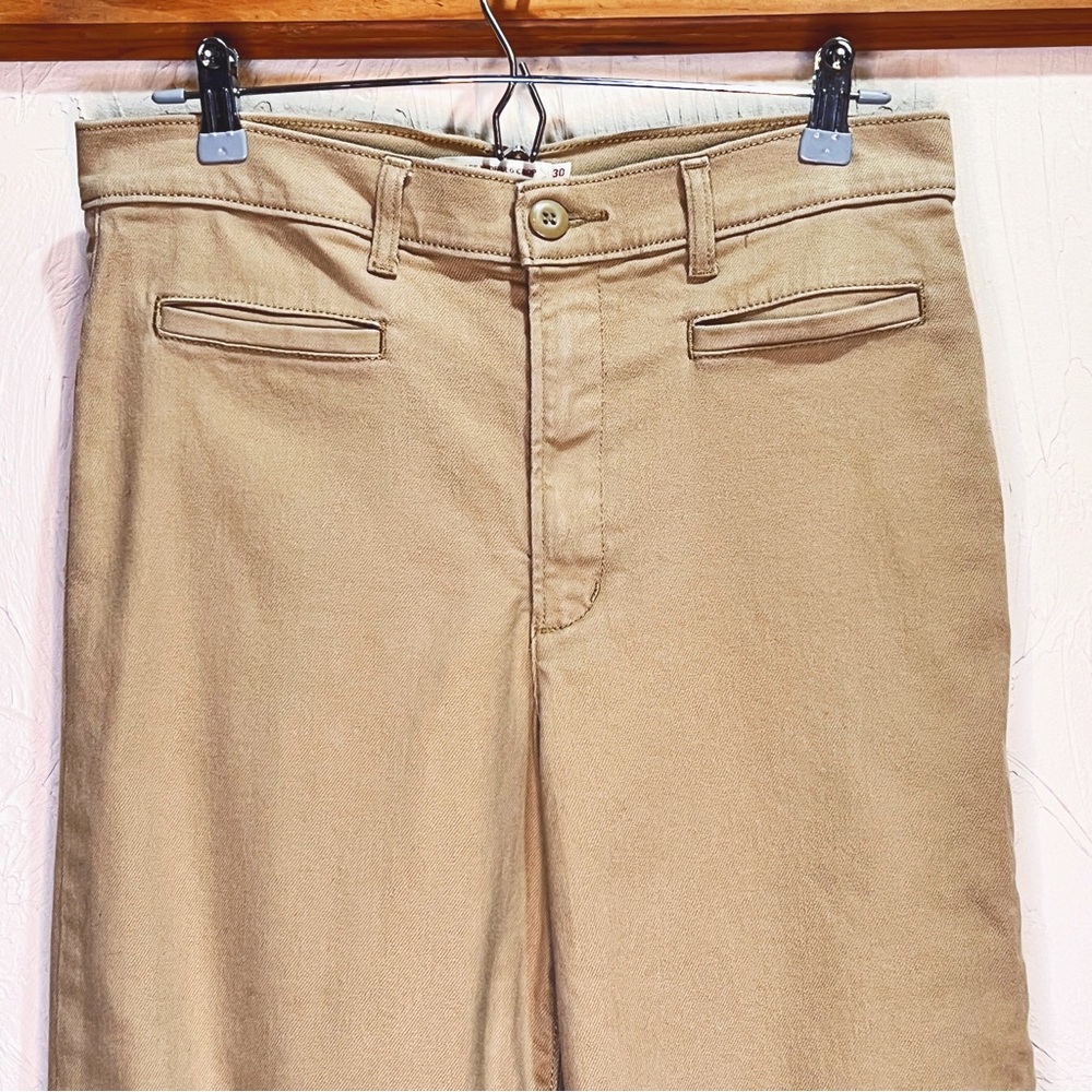 Levi's Ribcage Wide Leg Jeans Khaki Tan Women's 30 Cropped Ankle - Picture 8 of 10